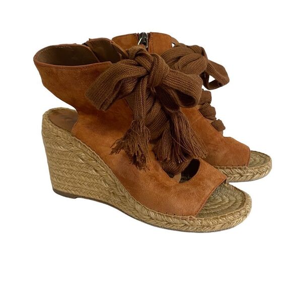 CHLOE Harper Suede Lace up Espadrille Wedge Sandals - Picture 2 of 11